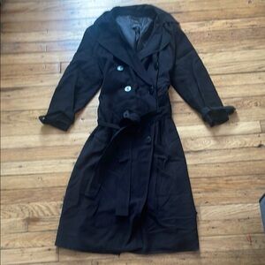 Zara Woman Double Breasted Trench Coat, Black, Size M